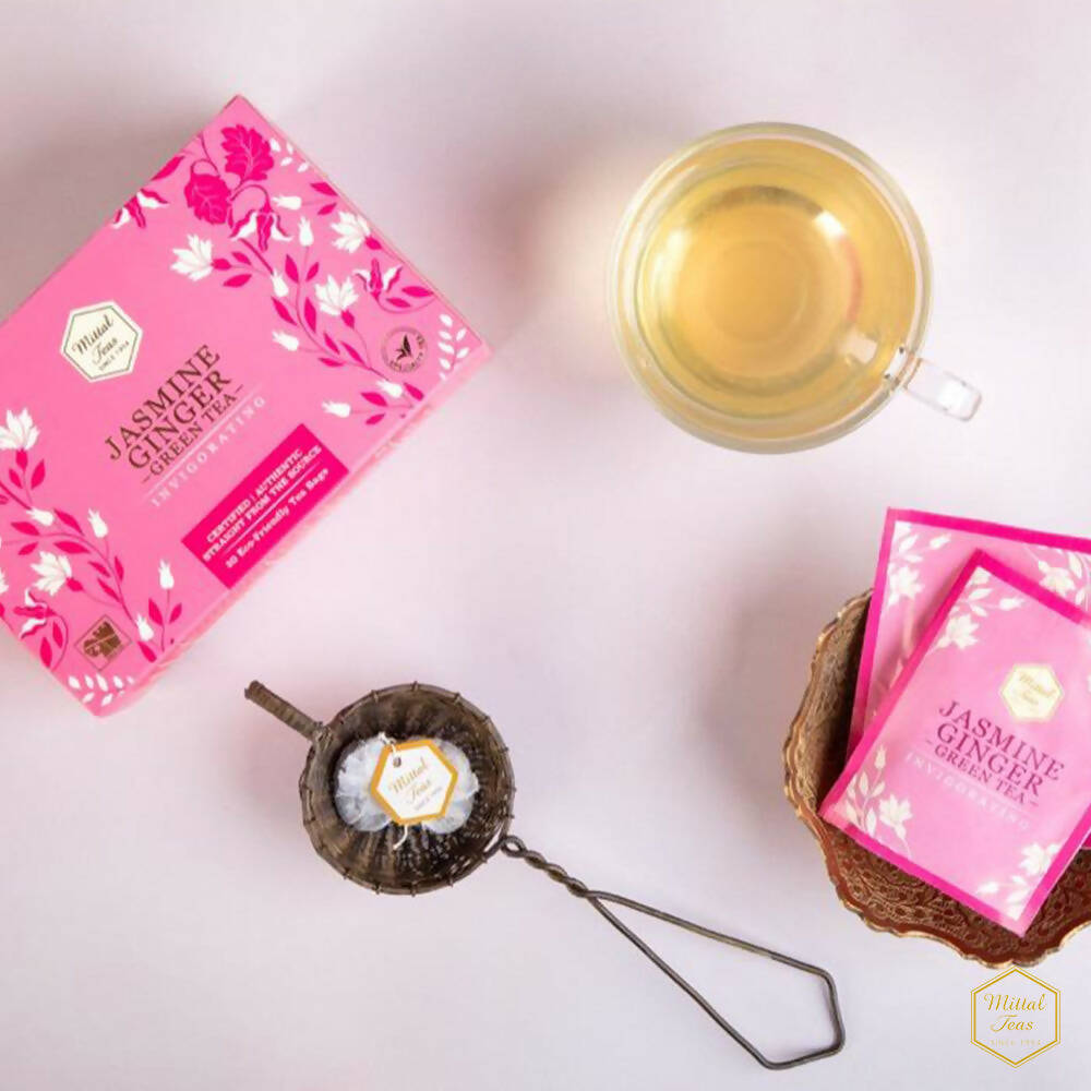 Mittal Teas Jasmine Ginger Green Tea - Eco Friendly Bags - Distacart