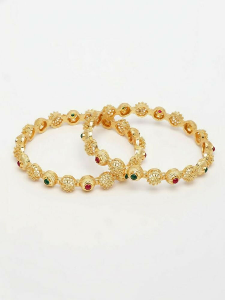 NVR Women Set of 2 Gold Plated Artificial Stone Bangle - Distacart