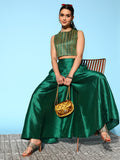Ahalyaa Women Green & Gold-Toned Printed Co-ords - Distacart