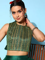 Ahalyaa Women Green & Gold-Toned Printed Co-ords - Distacart