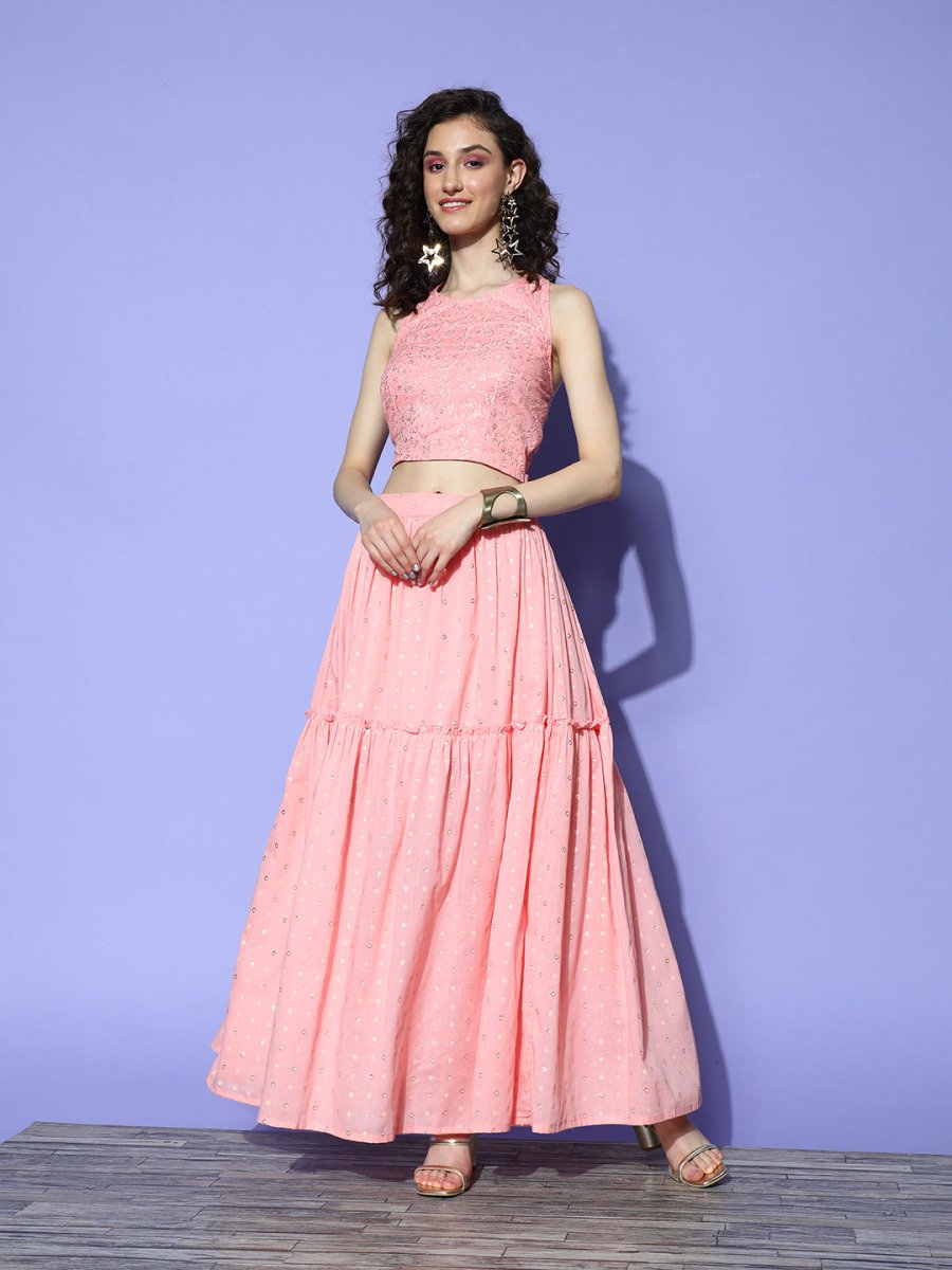 Ahalyaa Embellished Top with Skirt