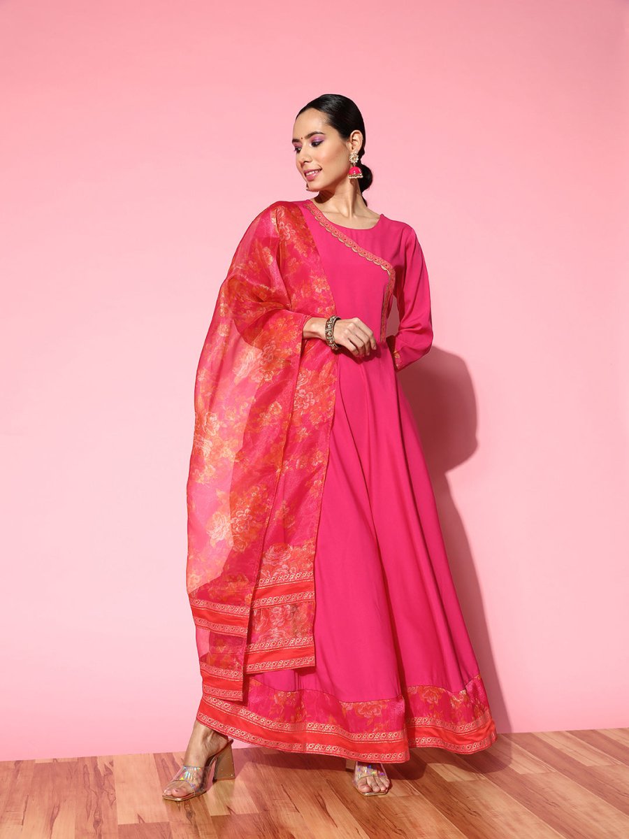 Ahalyaa Ethnic Motifs Crepe Ethnic Maxi Dress - Distacart