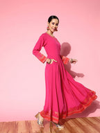 Ahalyaa Ethnic Motifs Crepe Ethnic Maxi Dress - Distacart