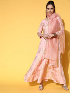 Ahalyaa Pink Empire Gotta Patti Ethnic Dress With Dupatta - Distacart