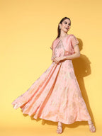 Ahalyaa Floral Printed Maxi Ethnic Dress - Distacart