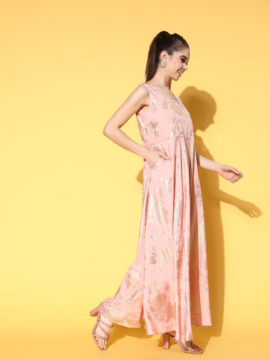 Ahalyaa Floral Printed Maxi Ethnic Dress - Distacart