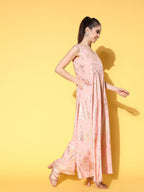 Ahalyaa Floral Printed Maxi Ethnic Dress - Distacart