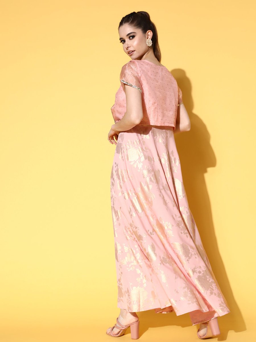 Ahalyaa Floral Printed Maxi Ethnic Dress - Distacart