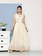 Ahalyaa Women Checked Maxi Ethnic Dress - Distacart