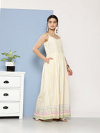 Ahalyaa Women Checked Maxi Ethnic Dress - Distacart