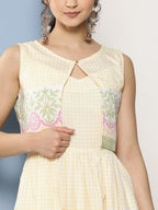 Ahalyaa Women Checked Maxi Ethnic Dress - Distacart