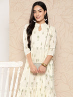 Ahalyaa Tropical Printed Gathered Empire Ethnic Dress - Distacart