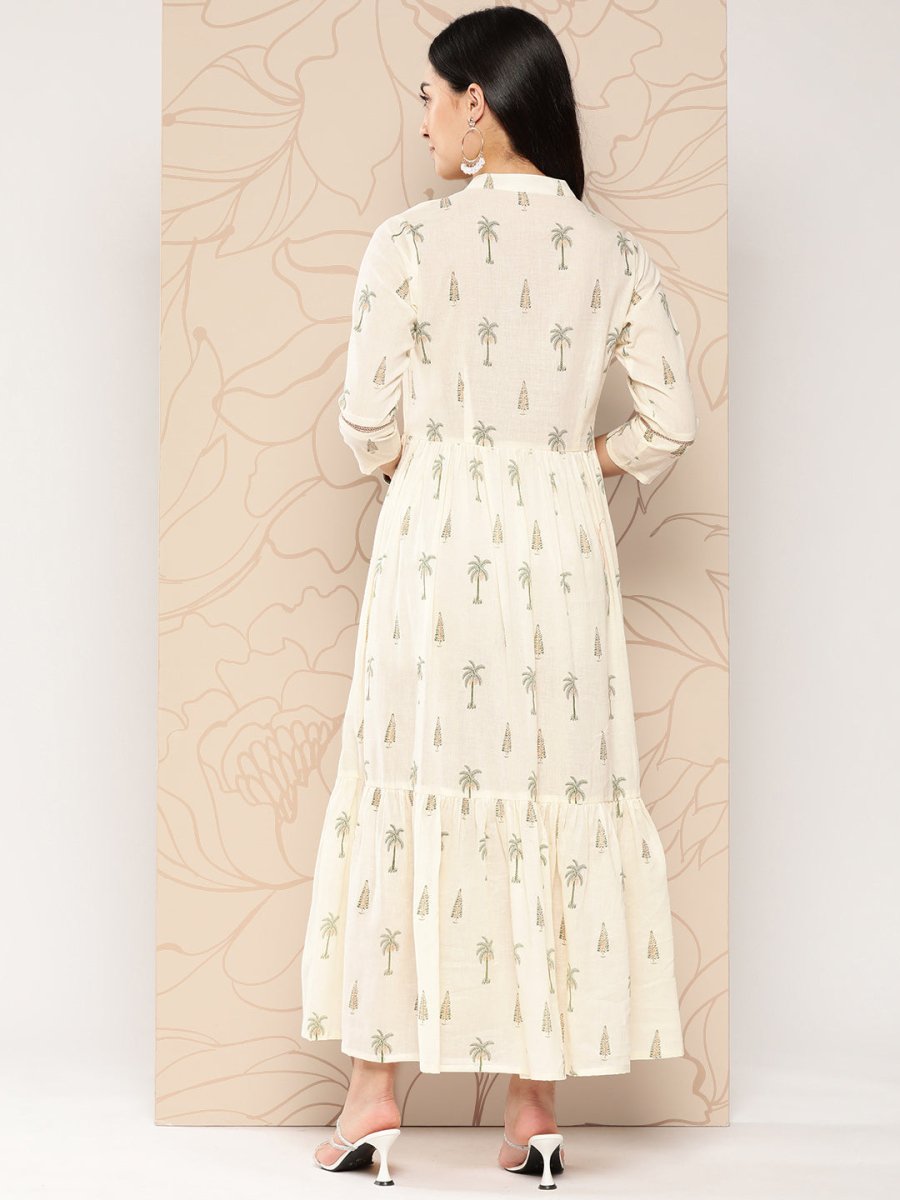 Ahalyaa Tropical Printed Gathered Empire Ethnic Dress - Distacart