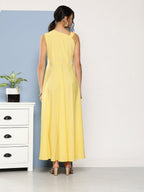 Ahalyaa Women Colourblocked Maxi Ethnic Dress - Distacart
