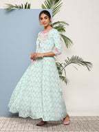 Ahalyaa Women Printed Tie-Ups Maxi Ethnic Dress - Distacart