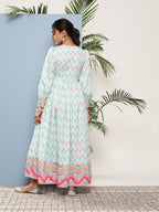 Ahalyaa Women Printed Tie-Ups Maxi Ethnic Dress - Distacart