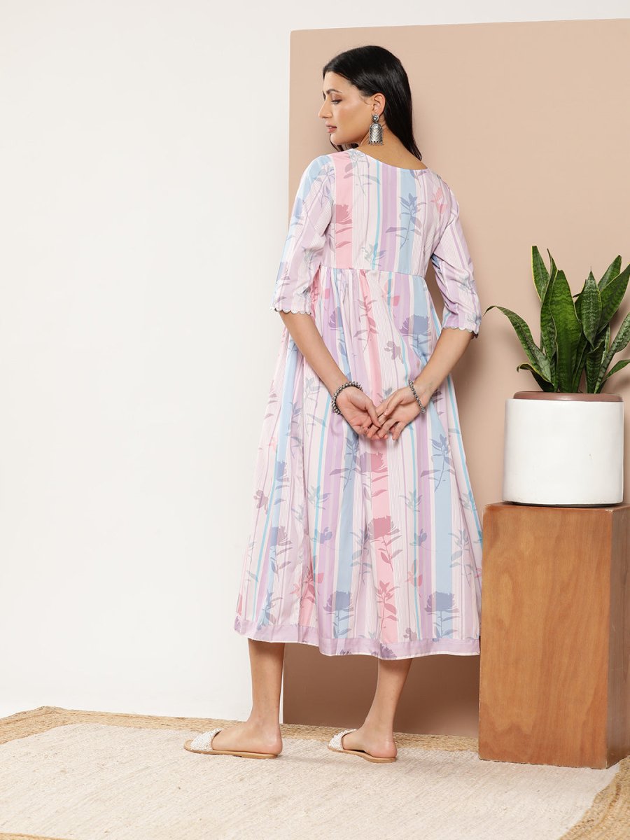 Ahalyaa Women Floral Printed Maxi Ethnic Dress - Distacart