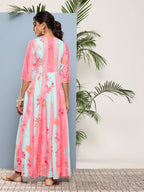 Ahalyaa Women Printed Layered Maxi Ethnic Dress - Distacart