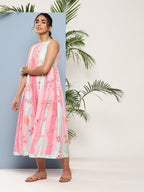 Ahalyaa Women Floral Printed Empire Midi Ethnic Dress - Distacart