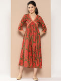 Ahalyaa Floral Print Crepe A-Line Midi Dress - Distacart