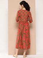 Ahalyaa Floral Print Crepe A-Line Midi Dress - Distacart
