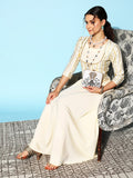 Ahalyaa Women Striped Crepe Maxi Ethnic Dress With Gotta Patti Detail - Distacart