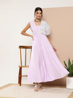 Ahalyaa Women Printed Ruffles Maxi Ethnic Dress - Distacart