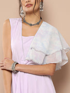 Ahalyaa Women Printed Ruffles Maxi Ethnic Dress - Distacart