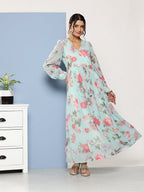 Ahalyaa Women Floral Printed Maxi Ethnic Dress - Distacart