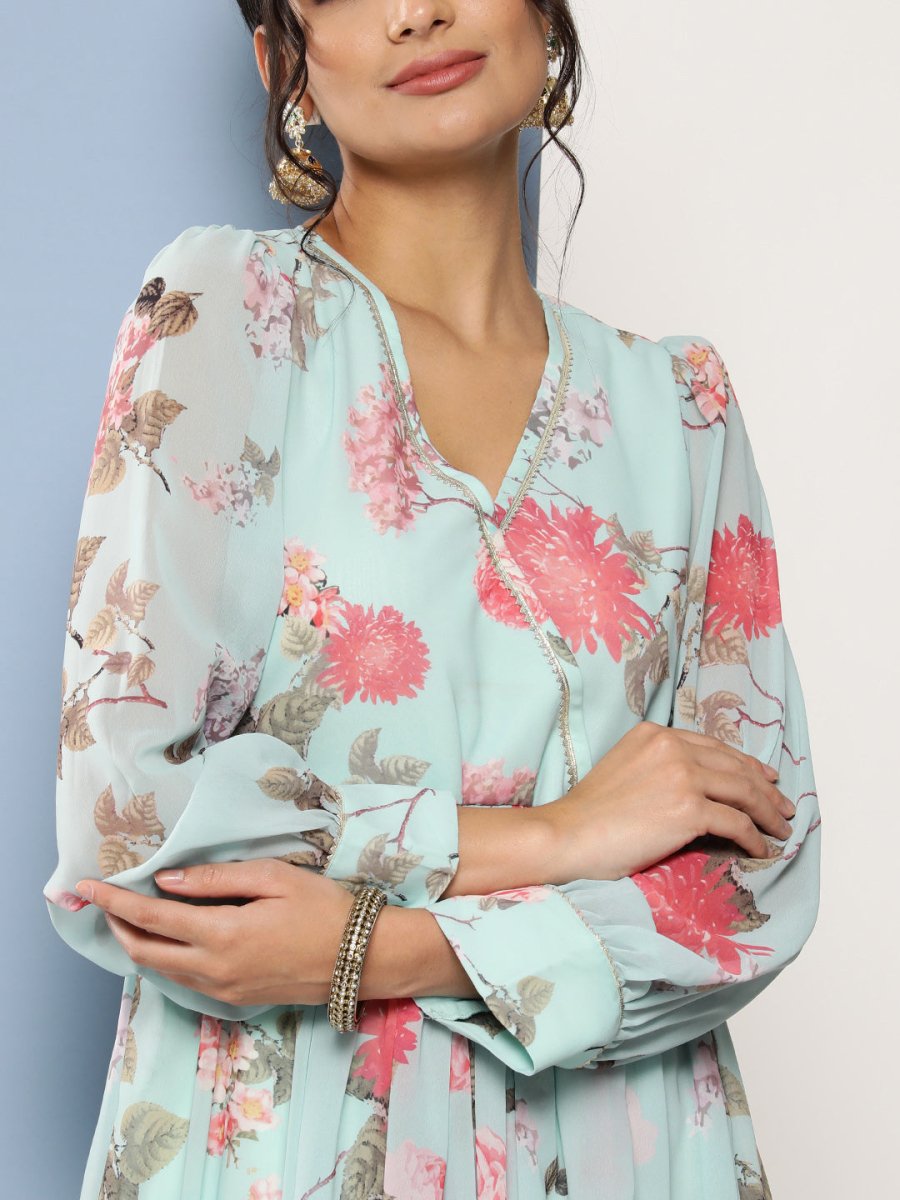 Ahalyaa Women Floral Printed Maxi Ethnic Dress - Distacart