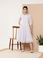 Ahalyaa Women Floral Printed Empire Midi Ethnic Dress - Distacart
