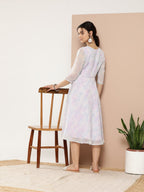 Ahalyaa Women Floral Printed Empire Midi Ethnic Dress - Distacart