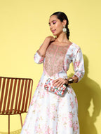 Ahalyaa Embroidered Floral Printed Ethnic A-Line Maxi Dress - Distacart