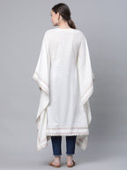 Ahalyaa Women Off white Pure Cotton Printed Flared Sleeve Kaftan Kurta