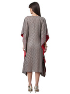 Ahalyaa Women Grey & Golden Ethnic Motifs Printed Flared Sleeves Beautiful Kaftan Kurta