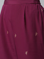 Ahalyaa Burgundy & Golden Printed Kurta with Palazzo