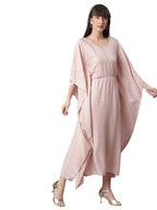 Ahalyaa Women Peach-Colored Printed Flared Sleeves Beautiful Kaftan Kurta