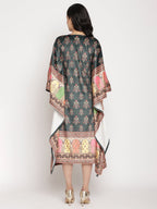 Ahalyaa Women's Dark Green Digital Print Velvet Kaftan