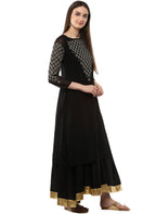 Ahalyaa Black Floor Length Double Layered Anarkali