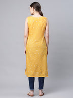 Ahalyaa Women's Mustard Pure Cotton Printed Kurta