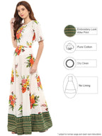 Ahalyaa Printed Pure Cotton Blend Flared Kurta Dress