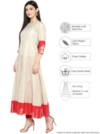 Ahalyaa Off White & Red Gold Printed Anarkali