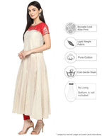 Ahalyaa Red & Off White Metallic Print Beautiful Anarkali Kurta