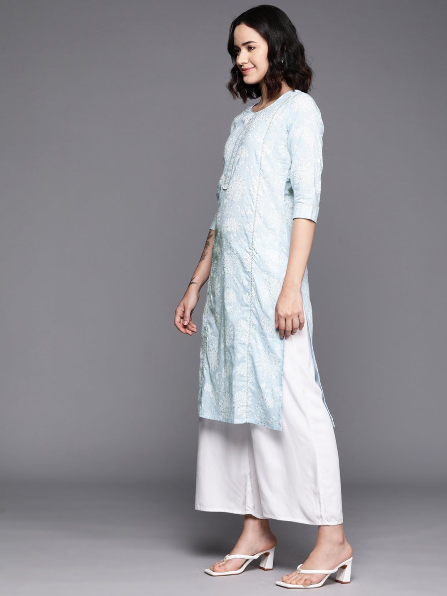 Ahalyaa Floral Block Print Pure Cotton Kurta