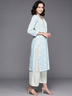 Ahalyaa Floral Printed Zari Pure Cotton Kurta