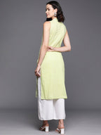 Ahalyaa Women Striped Gotta Patti Pastel Pure Cotton Kurta