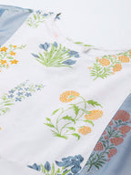 Ahalyaa Women White & Blue Printed A-Line Kurta