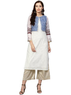 Ahalyaa Printed Straight Cotton Blend Kurta with koti Jacket