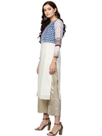Ahalyaa Printed Straight Cotton Blend Kurta with koti Jacket