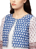Ahalyaa Printed Straight Cotton Blend Kurta with koti Jacket